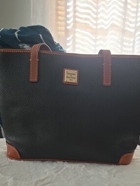 Dooney & Bourke Black and Brown Leather Tote Bag